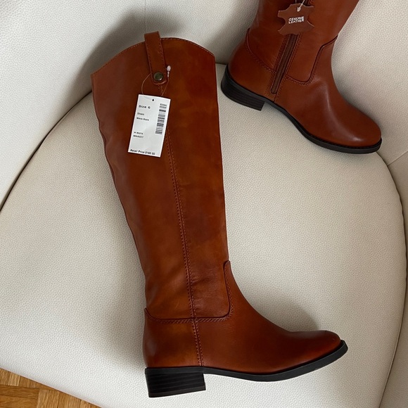 NEW I.N.C. International ConceptsFawne Brown Leather Knee High Boots